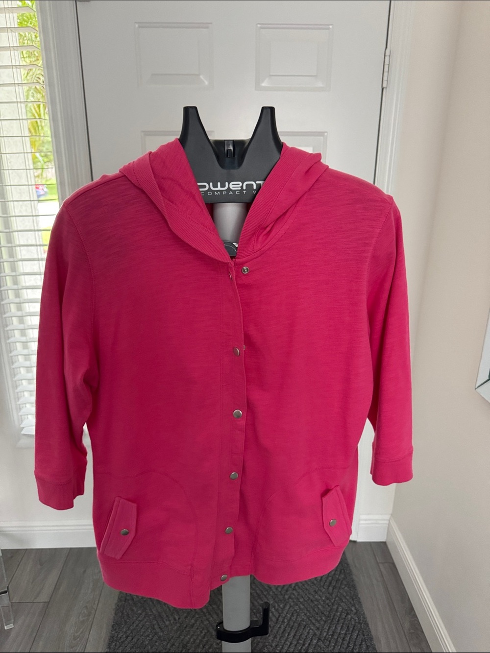 Style & Co. Hot Pink Hooded Button-Front Jacket
